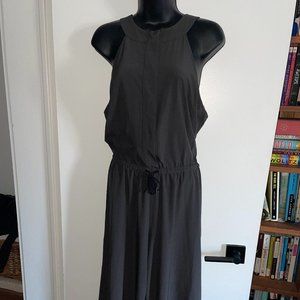 Athleta Women's Mercer Halter Wide Leg Cinched Cropped Jumpsuit Sz 8 Dark Grey